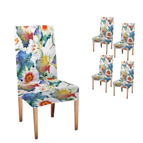 Wildflower-Chair-Cover-Watercolor-White-Lotus-Flower-Floral-Botanical-Flower-Set-of-4-Stretch-Removable-Washable-Slipcovers-for-Dining-Room-Hotel-Kitchen Wildflower Chair Cover Watercolor White Lotus Flower Floral Botanical Flower Set of 4 Stretch Removable Washable Slipcovers for Dining Room Hotel Kitchen