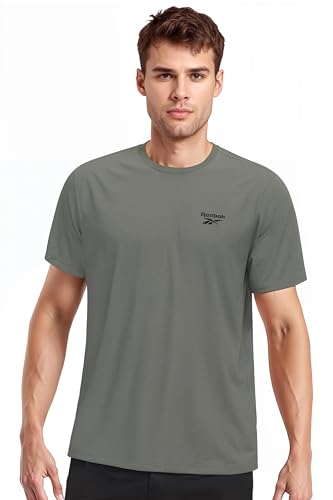 Image of Reebok Men's 100% Cotton Casual T-Shirt - Pure Cotton Soft Breathable Regular Fit Half Sleeve Tee for Men | Round Neck Tshirt for Men Cotton Tshirt