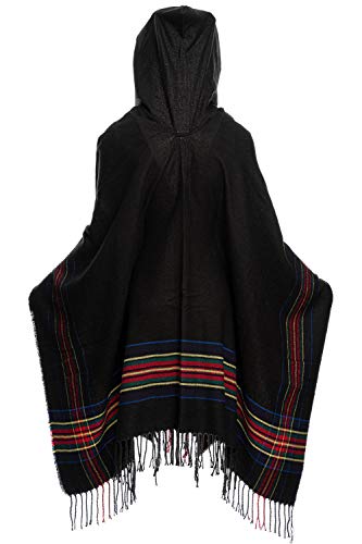 HEIZZI Women's Hooded Cape Poncho Oversized Tassel Shawl Scarf2
