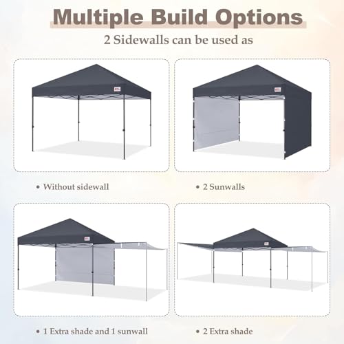 Image of MASTERCANOPY 10x10 Pop Up Canopy Tent with 2 Shelters,230 Sq ft Drak Grey