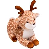 ELAINREN Lifelike Lying Sika Deer Stuffed Animals Realisitc Deer Fawn Plush Toy Simulation Brown Elk Deer Plushie Moose Doll GIfts/13.7''