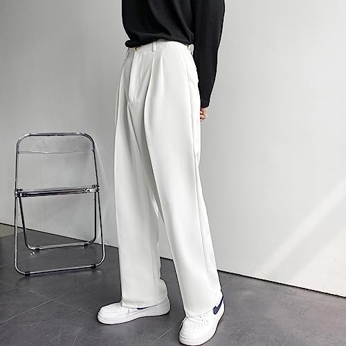 RTRDE Men's Pants Business Casual Pants Loose Solid Color Pleated Dress Pants Trousers for Men, 32-382