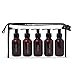 Bottiful Home - 3 oz. Refillable Amber Travel Bottle Set of 5 with Pumps, Travel Bag, and Funnel - Gold Printed Shampoo, Conditioner, Body Wash, Lotion + Other - TSA-Approved, Durable, and Secure
