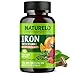 NATURELO Vegan Iron Supplement with Whole Food Vitamin C - Best Natural Iron Pills for Women & Men w/Iron Deficiency Including Pregnancy, Anemia and Vegan Diets - 90 Mini Capsules