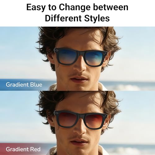 BonFook HiBloks Transitions/Gradient Polarized Matte/Shiny Clip-On Lenses for RayBan Gen 1&2 Meta Wayfarer(RW4006/4008/4012) (L 53-22 Matte Red+Blue Gradient) by BonFook - Used condition - Image 2