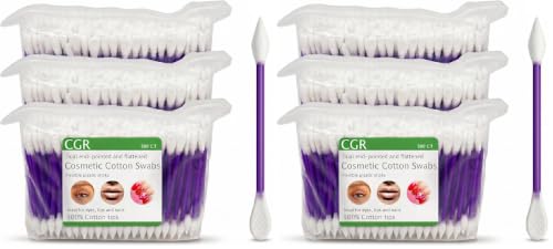 Image of CGR 900pcs Precision Makeup Cotton Swabs, Pointed & Flat Tips, 3 Bags (Pack of 2)