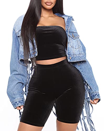 RINTONIX Womens Loose Long Fringe Distressed Denim Jacket Cropped Button Down Ripped Back Knotted Jean Coat2