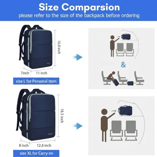 Image of Taygeer Personal Item Backpack for Women, 35L Travel Backpack | Carry on bag with Laptop Compartment & Water Bottle Pocket, Lightweight Work Back pack for Weekend Business, Gifts, Ink Blue