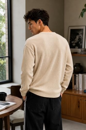 Image of NETCLICK Men's Textured Fabric Solid Half-Open Collar T-Shirt | Full Sleeve, Casual