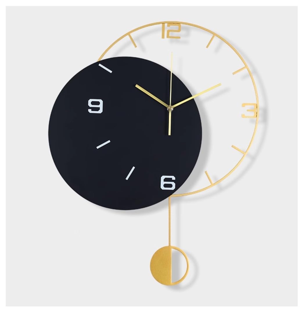 GPDNBIEU, For Living Room Office Hallway Decor Silent Non-Ticking Battery Operated Home Wall Art Clocks(Siyah)