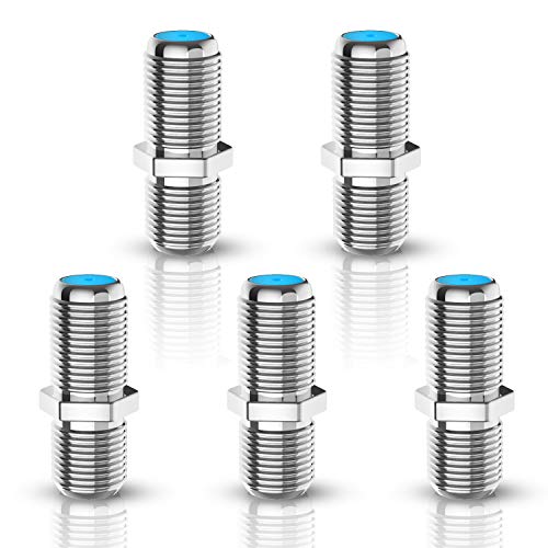 F81 Coaxial Cable Connector 3GHz F-Type RG6 Cable Extension Adapter，Extension Cable Plug Adapter (5 Pack)