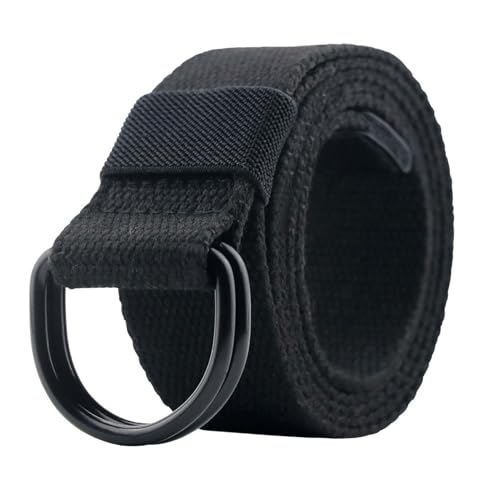 Canvas Belt Men Women with D-Ring Buckle - Casual Web Belt for Hiking, Golf, Military - Fits Waist Up to 43