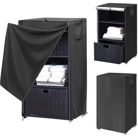 Pool Towel Rack Cover for Outdoor, Black 24 inch Waterproof For 66 Gallon Rattan Wicker Towel Rack (Cover Only) Cover