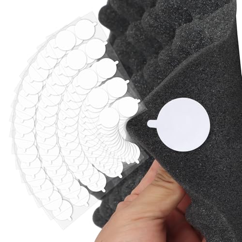WINDIR 150Pcs Double-Sided Adhesive Tape for Acoustic Sound Proof Foam Panels, Removable No Residue Transparent Heavy Duty Pads for Walls Clear 1.2 inch Round (150)