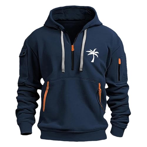 Generisch Sudadera con capucha para hombre Hip Hop Outdoor Y2k Basic Jogging Sport Hoodie con cordón Slim Fit Cremallera Gimnasio Jersey Invierno Gruesa Sudadera Casual Sudadera, #17 Marina De Gu, XL