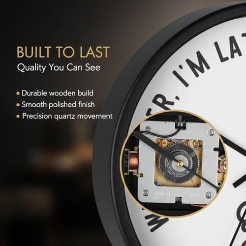 Reloj de pared digital silencioso decorativo de madera 12in miniatura 5