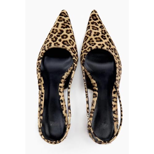 Generic Leopard Print Slingback Kitten Heels, Women's Y2k Pointed Toe Pumps, Low Heels, Leopard Kitten Heels3