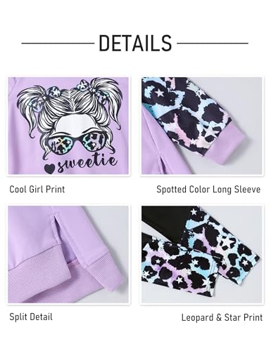 Image of Gaupafmb Girls Clothes Cool Girl Print Tie Dye Hoodie Pullover Sweatshirt Leggings 2PC Outfits