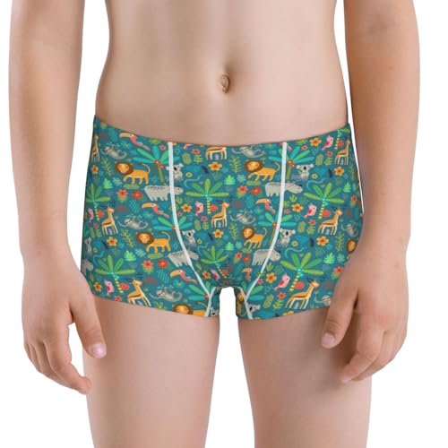 Boys' Cotton Boxer Brief Soft Underwear-Jungle Animals - Main Image