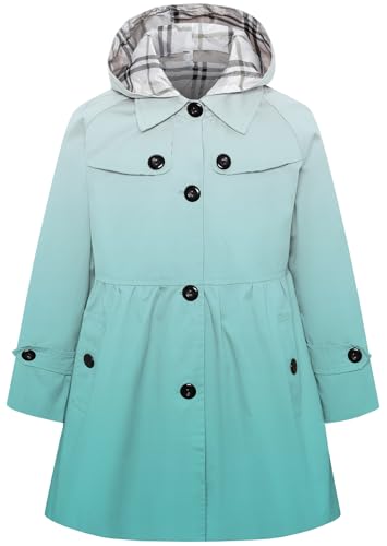 Image of Betusline Girl's Single Breasted Trench Coat Hooded Dress Coat Outerwear, 2-14 Years