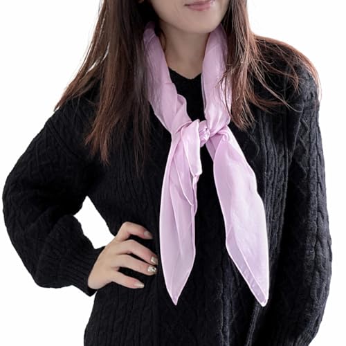 [インスタイルジャパン] シルクスカーフ 薄手 小さめ 95×65cm 薄藤色 シルク100％ 上品 ストール 首巻き ネッカチーフ おしゃれ 春夏秋の商品画像（Amazon）