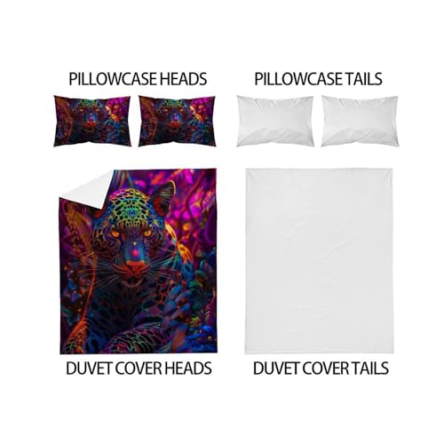 Linge de lit léopard microfibre anti-plis ensemble housse de couette imprimée 3D