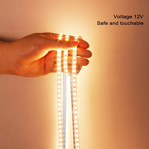 Yunbo 12V Led Strip Light Warm White 3000-3500K Smd2835 600 Led 16.4Ft Cuttable Flexible Led Tape Lights Ip20 No Waterproof Led Lighting For Bedroom Kitchen Cabinet #TOP5