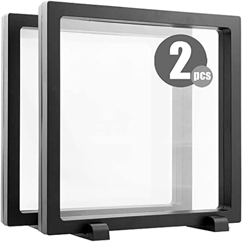 WISHDIAM 2 Pack Challenge Coin Display Case for Casino Chip, Insect, Arrowhead, Guitar Pick, Frame Stand Holder for Military Coin, AA Medallion, Stone, Picture, Dollar Bill, Specimen Box Cover