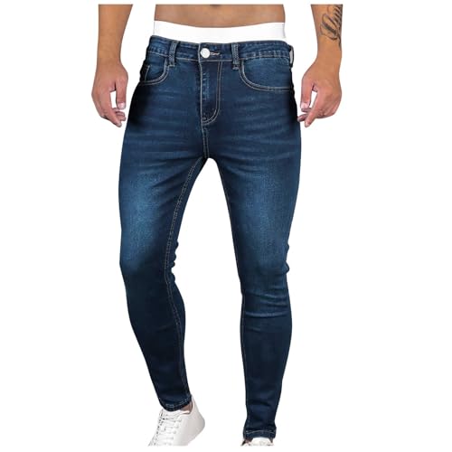Jeans for Men Slim Fit Vintage Washed Jeans Men Casual Stretch Denim Pants Tight Working Trousers with Pocket Comfort