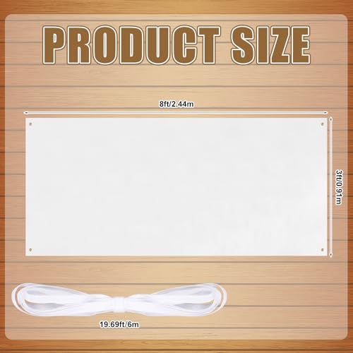 Image of Zonon Large Blank Banners And Signs Polyester Oxford Cloth Sublimation Banner To Decorate With Hanging Rope For Indoor Wall Outdoor Easy to Hang DIY Signs For Business Office(White,3 x 8 Feet)
