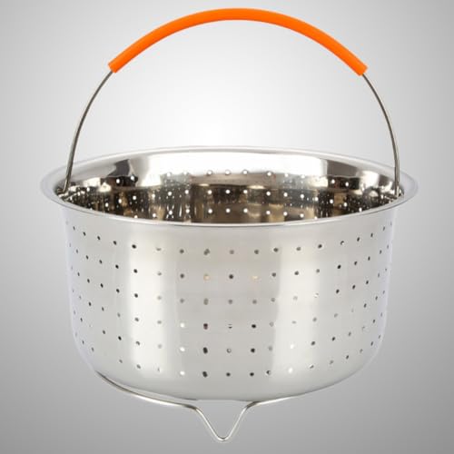 Cesta de vapor de acero inoxidable con mango de silicona premium 7