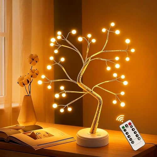 La Mejor Recopilación de Lámparas ambientadoras - los preferidos. 45 CM-TOP Árbol bonsái de mesa con luz LED Luz de Noche Decorativa de Perla Blanco,36 Luces LED USB Lámpara luces Arbol tipo Bonsai, Perla Luz Decorativo para...