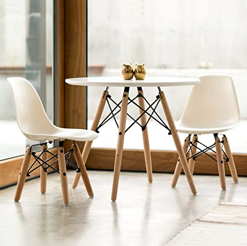 Urbanmod Kids Mid Century Style Furniture, Modern White Table Set, Round Table With Two (2) Abs Easy-Clean Chairs Highest Strength Capacity (330Lbs) - Safer Chair Height #TOP9