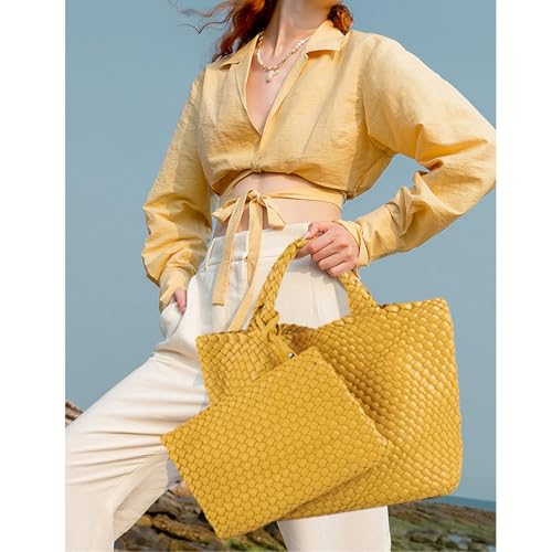 Image of JINMANXUE Fashion Woven Bag Shopper Bag Travel Handbags and Purses Women Tote Bag Large Capacity Shoulder Bags