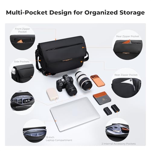 Maleta para cámara K&F CONCEPT 15L con compartimento para laptop 13" negra miniatura 3