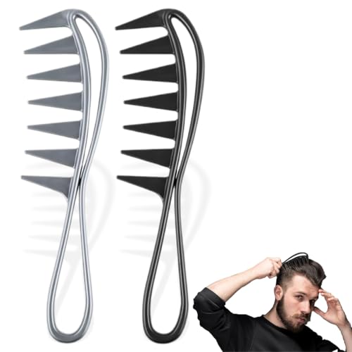 2 Piezas Peine Puas Anchas, Peine de Tiburón, Peine Antitirones, Peines de Peluqueria Profesional para Salón y Hogar, Reduciendo Rotura Cabello