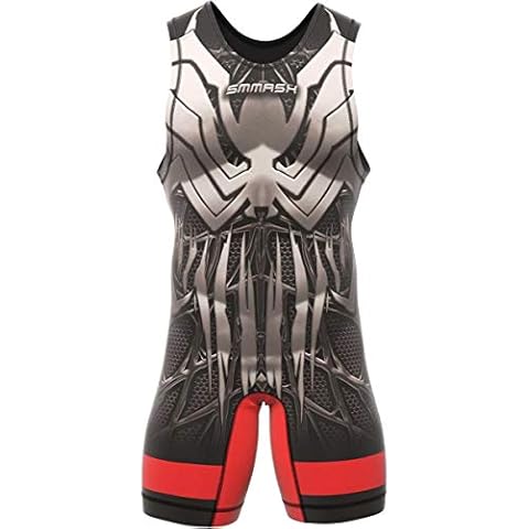 SMMASH Venomous Professional Men Wrestling Singlet, Sport Bodysuit with Elastic at The Leg Opening, Breathable and Light Material Wrestling Outfit, Made in Europe (L) Cover