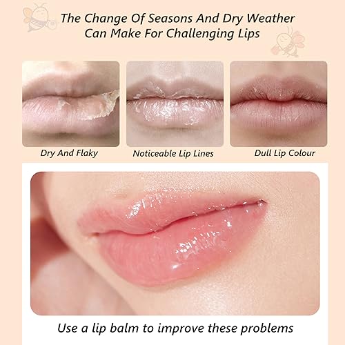 Lip Balm Set, Moisturizing Lip Balm Multipack Fruity Flavoured Chapstick, Honey Bottel Shape Hydrating Lip Mask - Peach, Blueberry, Strawberry, Avocado Lip Balms For Moisturize Anti-Cracking - Image 4