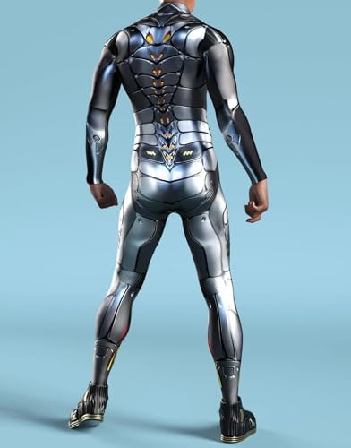Koongso 3D Roboter Bodysuit Herren - Futuristisches Halloween Kostüm Unisex