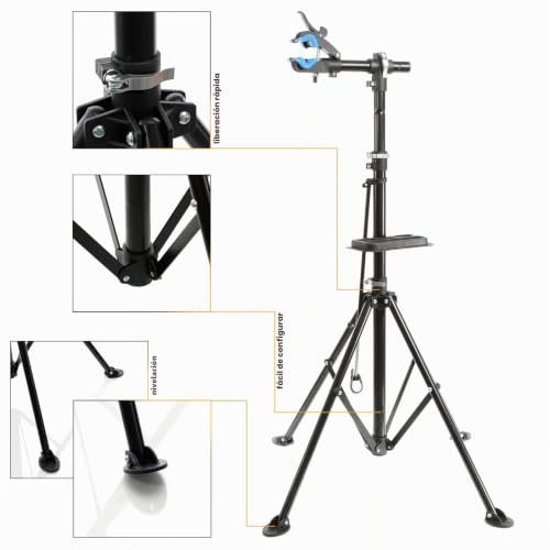 Miniatura 3 de Wiltec Soporte Reparación Bici Altura Ajustable Giratorio 360 Caballete Montaje Bicicleta 30kg Taller