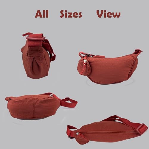 Image of Nylon Crescent Crossbody Bag for Women Purses Trendy Men,Small Travel Sling Bag Hobo