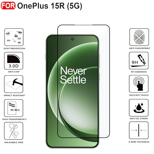 Image of CEDO Tempered Glass for OnePlus 15R (5G) | Screen Protector Full HD Quality Tempered Glass Anti-Scratch Edge to Edge Coverage with Easy Installation Kit (Black)