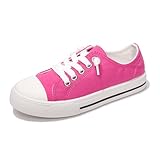 Colgo Boys Girls Sneakers Canvas Lace up Walking Shoes for Little Big Kids Size 11-6(Bright Fuchsia, 4 Big Kid)