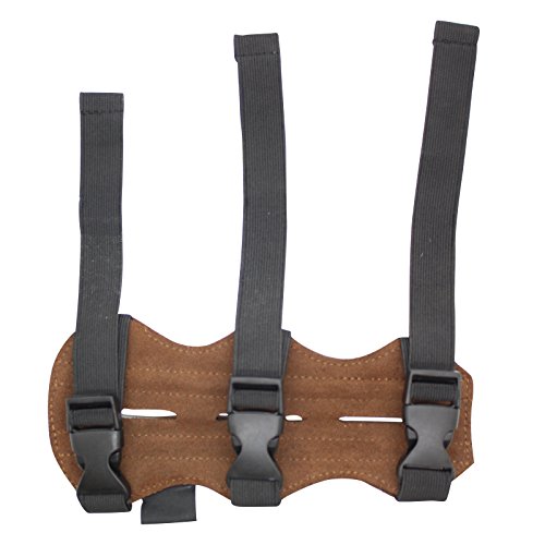 SAS 7.5" Leather Suede Arm Guard One Size Archery Bow Range with 3-Strap Buckles