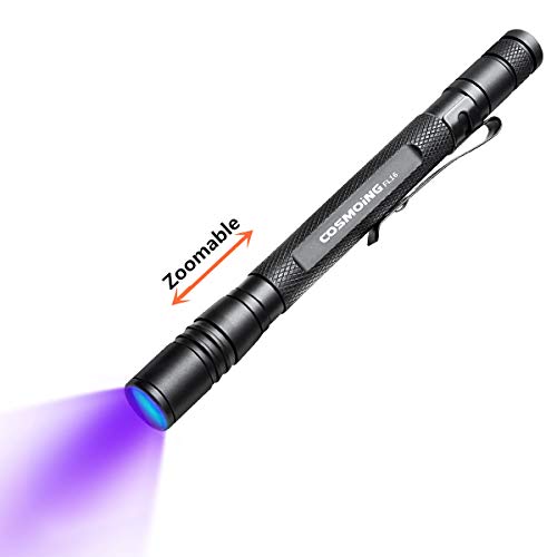 UV Flashlight Pen, LED 395nm Ultraviolet Flashlight, Zoomable Blacklight Flashlight IPX4 Waterproof...
