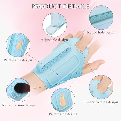 Image of Makeup Artist Hand Strap, Silicone Integrated Hand Strap with Color Palette, Washer, Brush Holder, Adhesive Adjustable Hand Circumference Makeup Artist Kit Essentials (Pink)