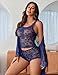 Avidlove Womens Lingerie Set 3 Piece Bra and Panty Sets with Lace Kimono Robe Sleepwear Mesh Nightgown (Navy Blue, X-Large)