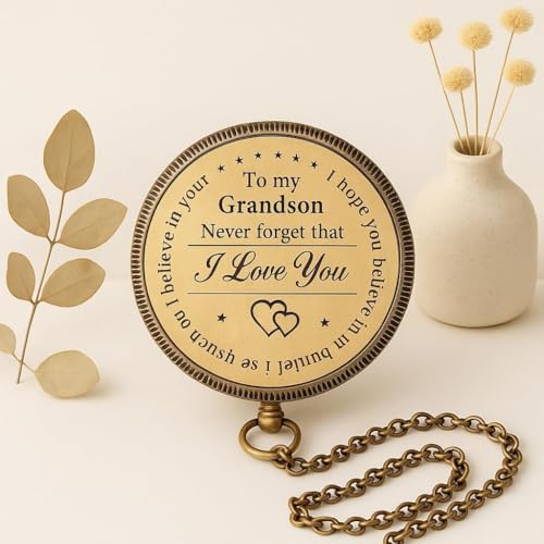 Brújula de latón grabada con frase para nieto 2" | Regalo conmemorativo para cumpleaños, bautizo, graduación o confirmación miniatura 2