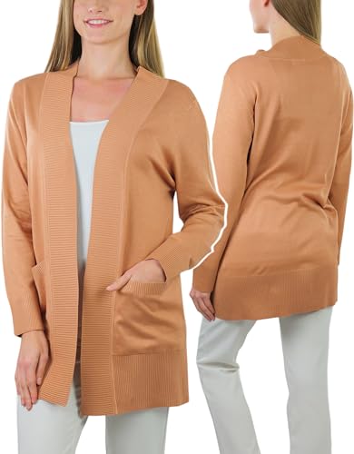 Image of ToBeInStyle Women's Long Sleeve Rib Banded Open Sweater Cardigan