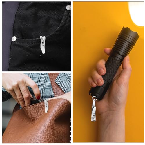 2 Stück Schlüsselhalter mit Schlüsselanhänger Edelstahl Taschenclip Outdoor Gürtelclip Mehrzwecker Taktische Clip Keyring Aufhängetaschenclip für Schlüsseln Taschenlampen Täglichen Gebrauch